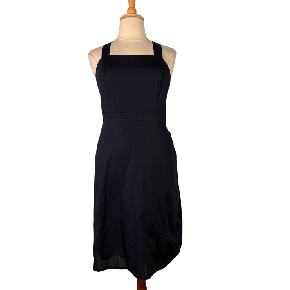 Banana Republic Factory Navy Midi Dress Women’s 14 NWOT 100% Organic Cotton Chic
